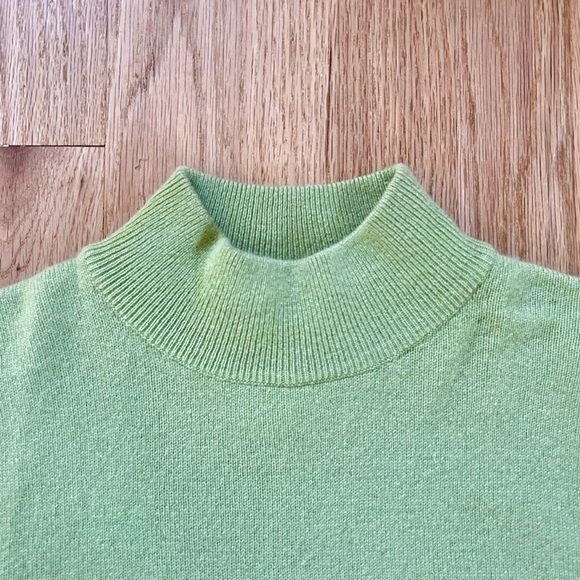 100% cashmere CHARTER CLUB mockneck sweater light green pastel size S - Picture 5 of 6
